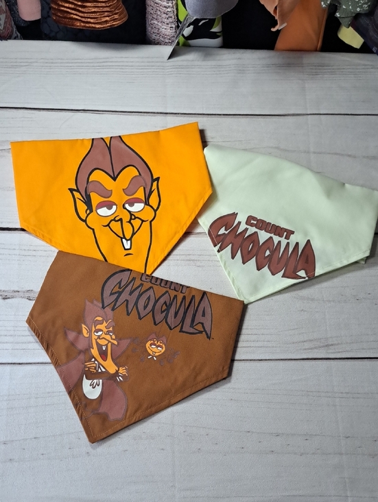Other - Count Chocula Trio Graphic Pet Bandanas - Yellow, Light Green, Brown